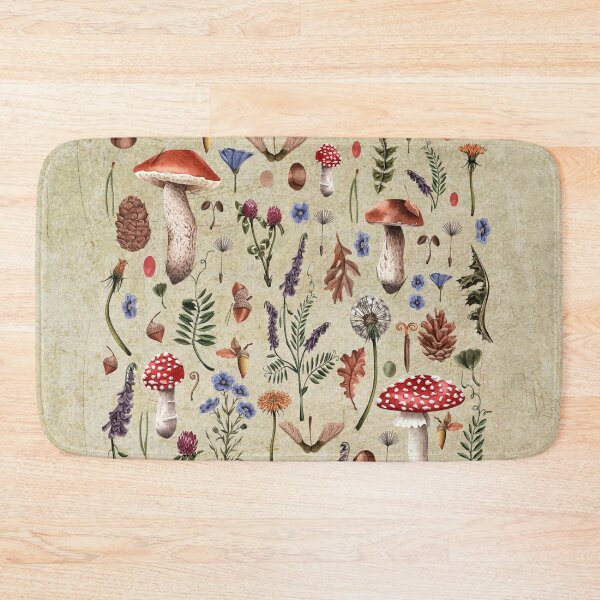 Item preview, Retro botanical mushrooms, wildflowers décor, neutral colors floral design designed and sold by edgalum.