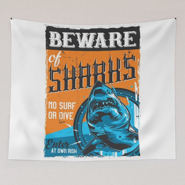 Item preview, nauangry sharktical vintage poster design illustration designed and sold by romio006.