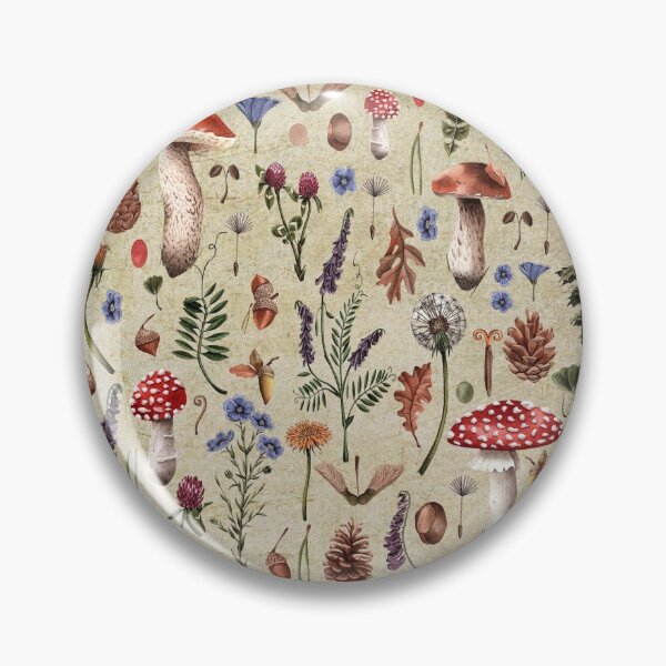 Item preview, Retro botanical mushrooms, wildflowers décor, neutral colors floral design designed and sold by edgalum.