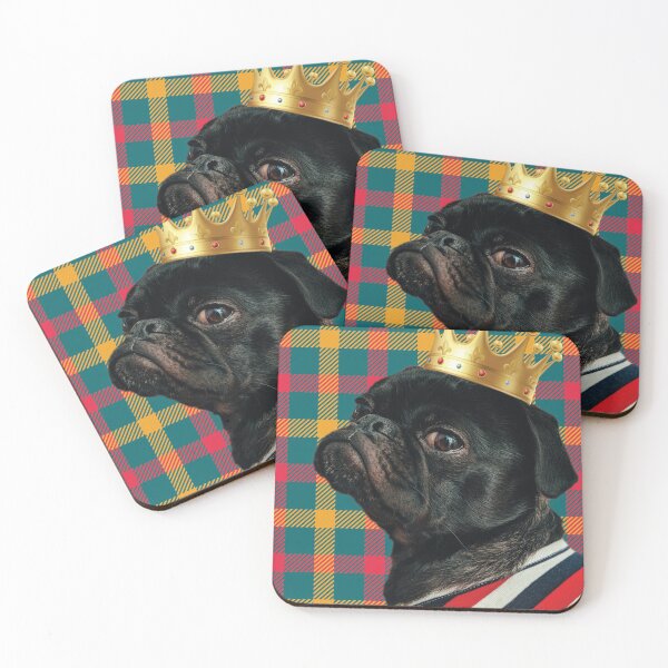 Item preview, King Pug on Tartan –1 designed and sold by cjgraphic.