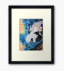Crane snuggle Framed Print