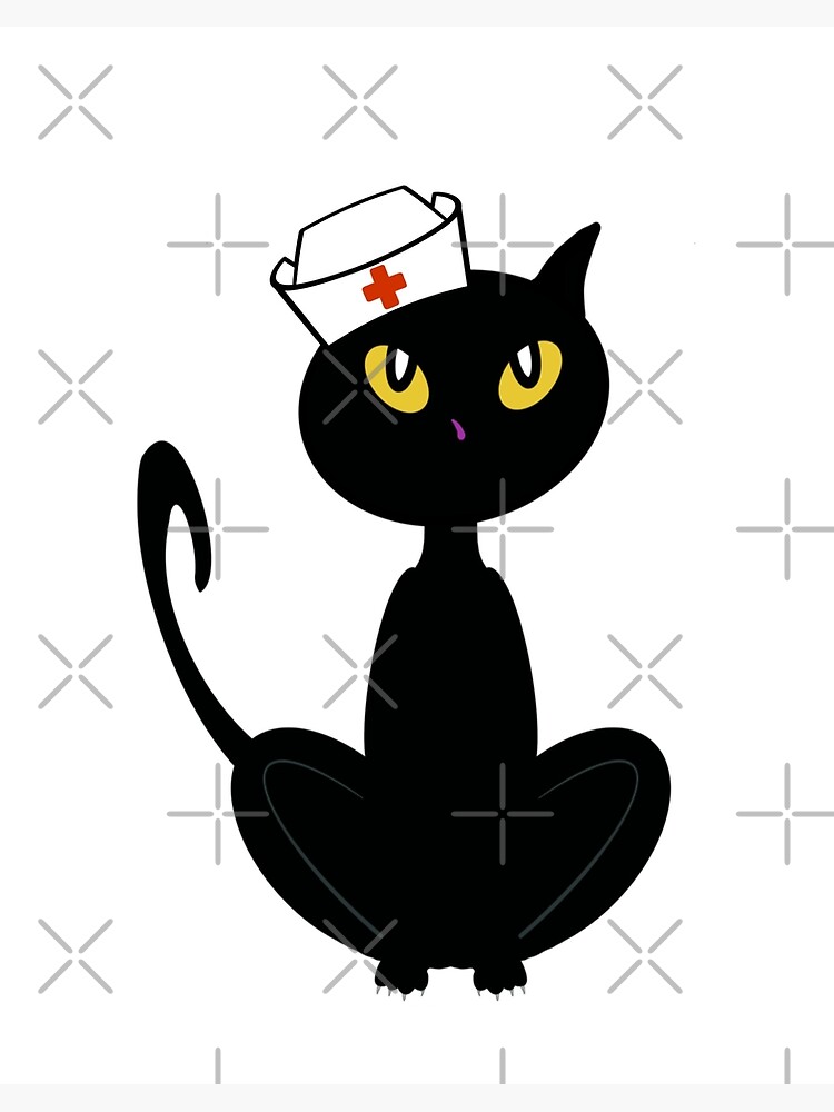 Impression rigide for Sale avec l'œuvre « Chat portant un chapeau d' infirmière » de l'artiste BusyMonkeys