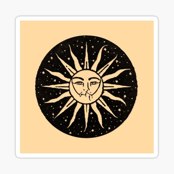 Vista previa del artículo con la obra «Linograbado dorado de sol y luna», diseñado y vendido por Daniel Watts.