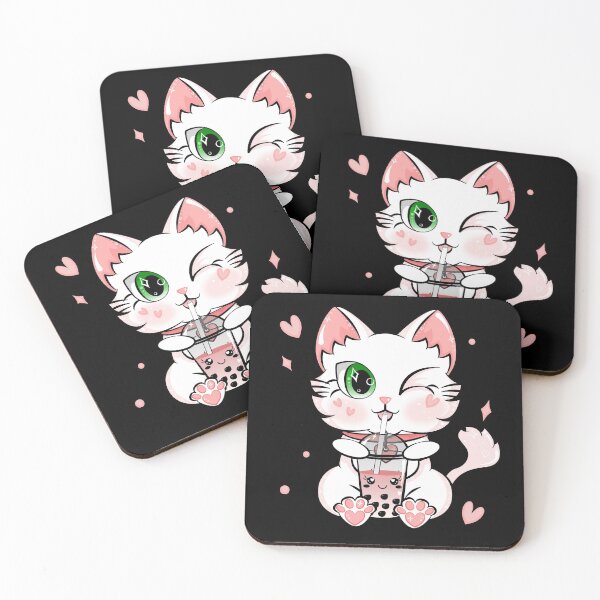 Item preview, Bubble Tea Cat Pastel Kawaii Strawberry Pink Boba designed and sold by ZNOVANNA.