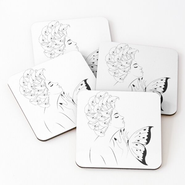 Item preview, Butterfly girl black-white design, Girl with butterflies and flowers  designed and sold by KissedbyArt.