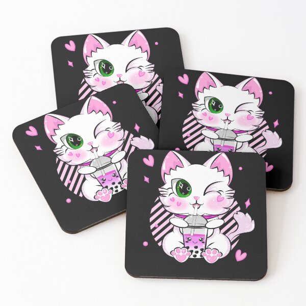 Item preview, Kawaii Bubble Tea Neko Cat Pink Tapioca Boba Kitty designed and sold by ZNOVANNA.