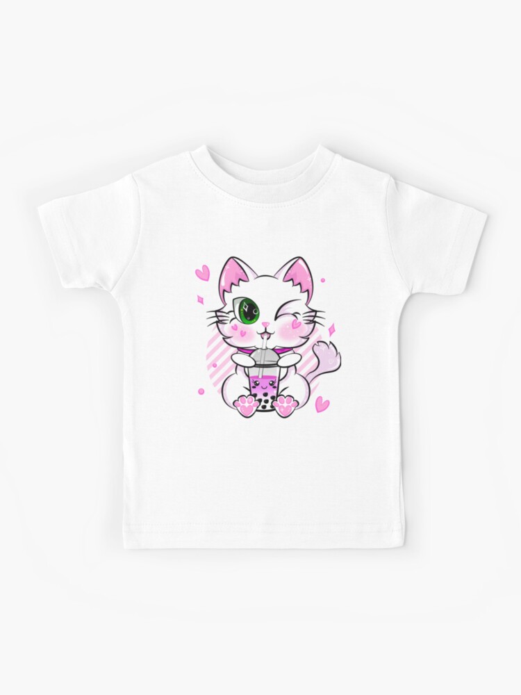 Womens Kawaii Aesthetic Cute Boba Bubble Milk Tea Pink Premium T-Shirt