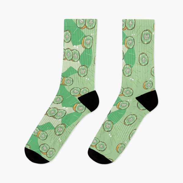Item preview, Cute, green kawaii cartoon Kiwi seamless pattern with a wavy starburst background. designed and sold by FlamesandFrost.
