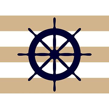 Vorschaubild zum Design Lenkrad des nautischen dunkelblauen Schiffes auf tropischen braunen Streifen von rewstudio
