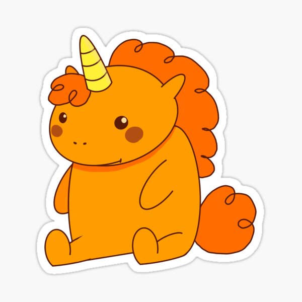 Pegatina «Unicornio de dibujos animados lindo naranja» de YellowKites79 | Redbubble