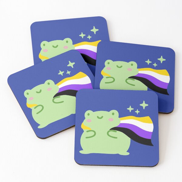 Item preview, LGBTQ Non-Binary Pride flag frog designed and sold by pookkudesign.