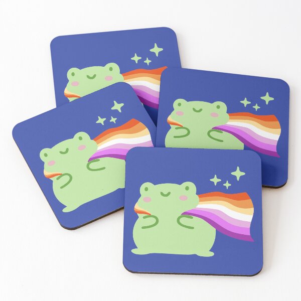 Item preview, LGBTQ Lesbian Sunset Pride flag frog designed and sold by pookkudesign.