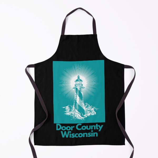Item preview, Door County Wisconsin Lighthouse Waves Beacon Rocks Graphic Drawing Picture Design Lake Michigan Travel Vacation Camping Light Green and White Color designed and sold by fineartprints1.