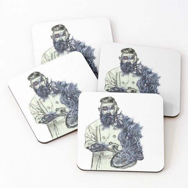 Item preview, Demonic chef with beard and fiery frying pan tattoos. designed and sold by OksArt22.