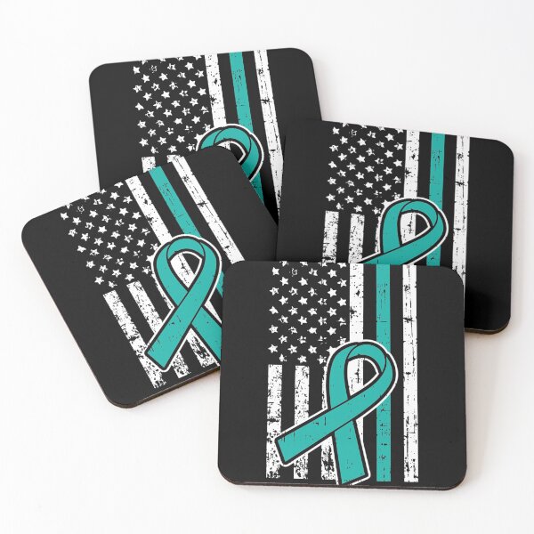 Item preview, American Flag Teal Ribbon Cool Ovarian Cancer Awareness designed and sold by JeannetteFlower.