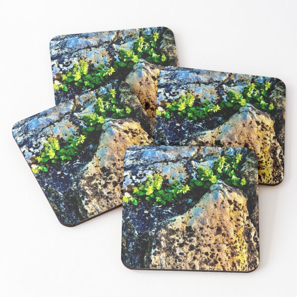 Item preview, Life Finds a Way - Plants Growing from Rock in Spring - Nature Photo designed and sold by Cosmic-Ferret.