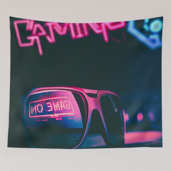 Item preview, Game On, Neon Sign Reflecting in Glasses designed and sold by SquishStitches.