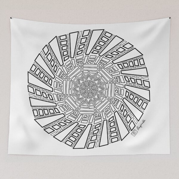 Item preview, Hand drawn wonky wacky black and white mandala designed and sold by Pragonette.
