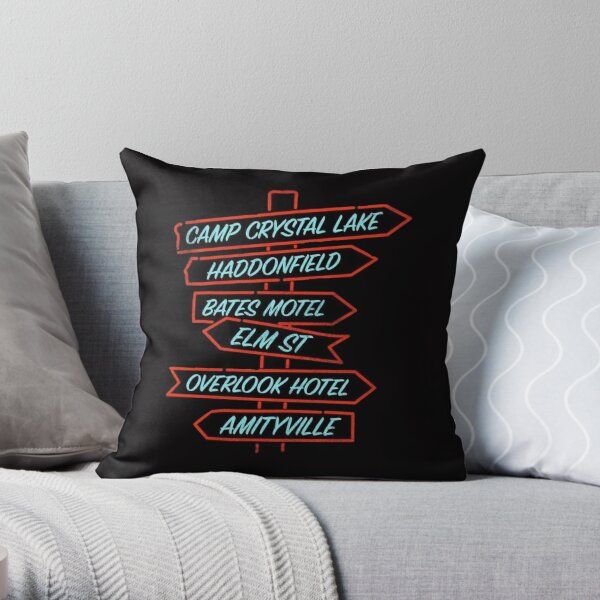 Horror movie location signs  Throw Pillow
