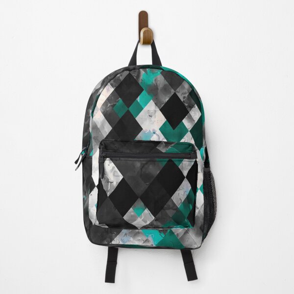 Item preview, geometric pixel square pattern abstract background in blue green black designed and sold by Mrvell.
