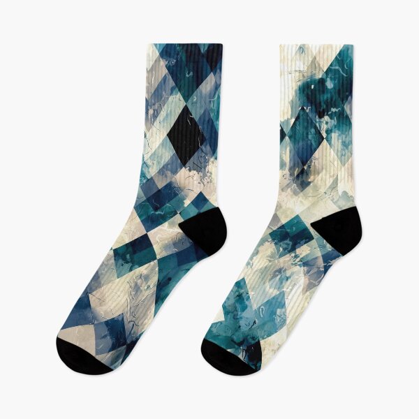 Item preview, geometric pixel square pattern abstract background in blue designed and sold by Mrvell.