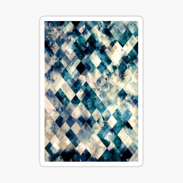 Item preview, geometric pixel square pattern abstract background in blue designed and sold by Mrvell.
