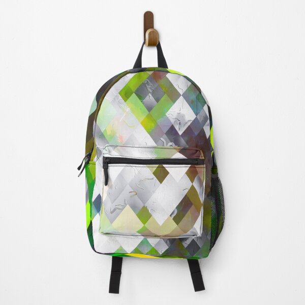 Item preview, geometric pixel square pattern abstract background in green brown designed and sold by Mrvell.
