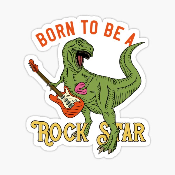 Dinosaur Stickers - Rock Star TRex Playing Electric Guitar