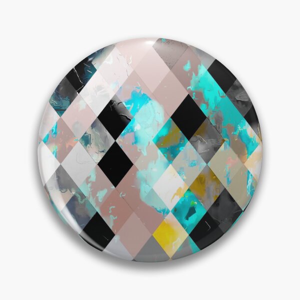 Item preview, geometric pixel square pattern abstract background in blue yellow green designed and sold by Mrvell.