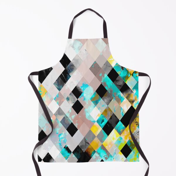 Item preview, geometric pixel square pattern abstract background in blue yellow green designed and sold by Mrvell.