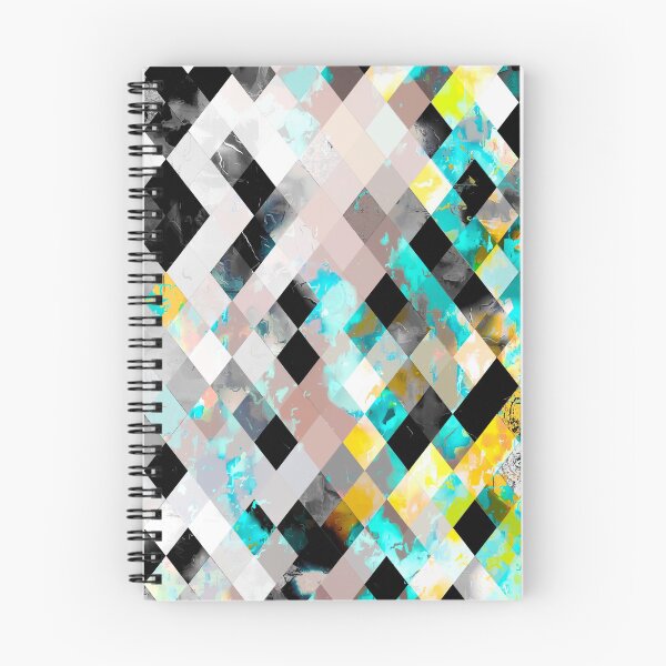 Item preview, geometric pixel square pattern abstract background in blue yellow green designed and sold by Mrvell.