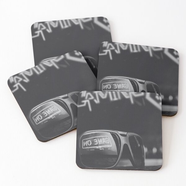 Item preview, Game On, Neon Sign Reflecting in Glasses in Black and White designed and sold by SquishStitches.