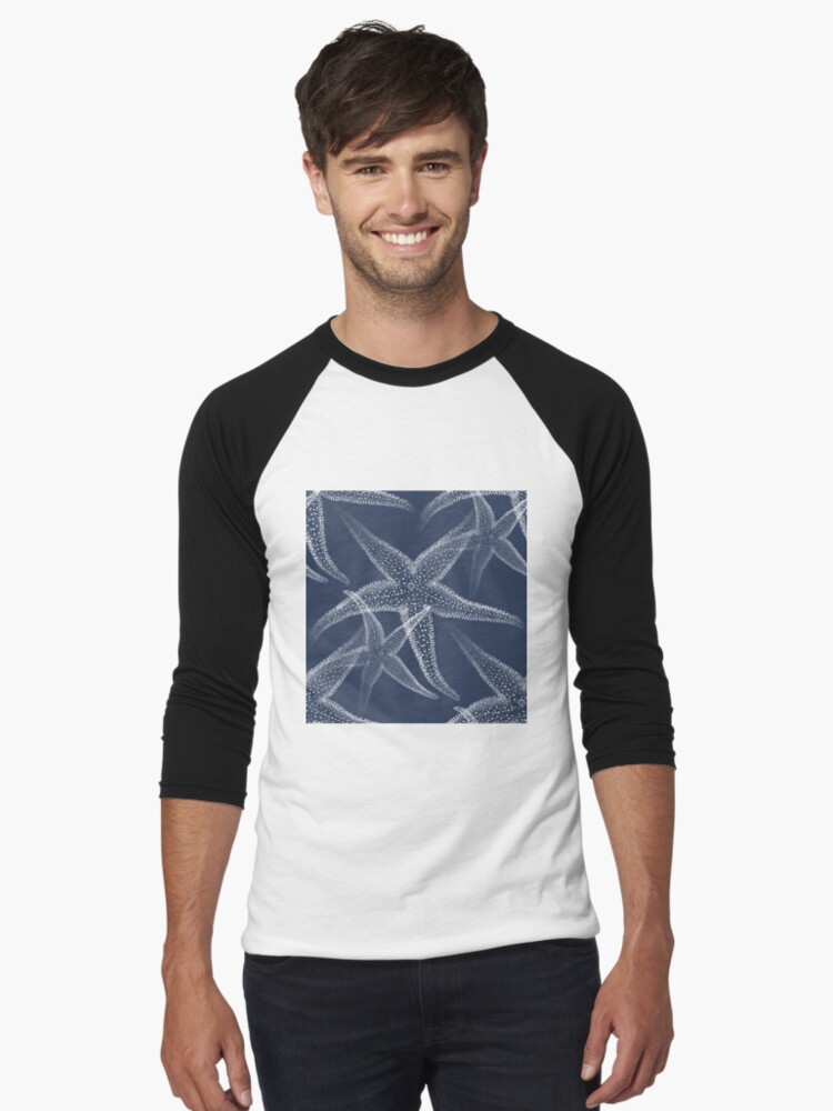 Thumbnail 1 von 3, Baseballshirt mit 3/4-Arm, Seestern Marineblauer Strand designt und verkauft von 13Moons.