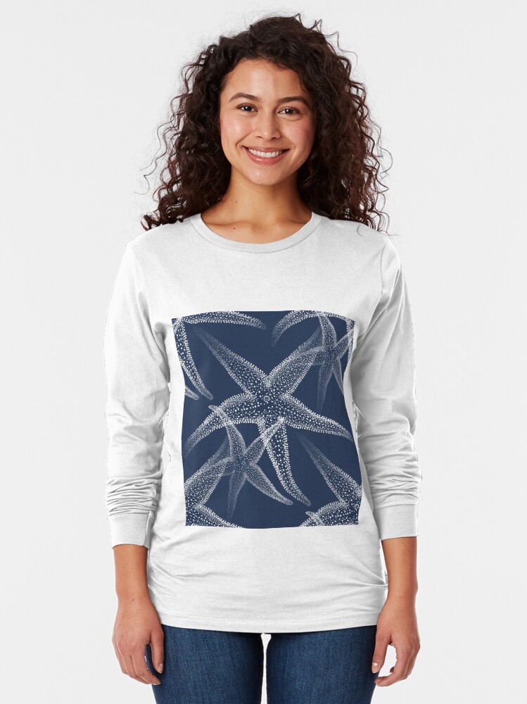 Thumbnail 2 von 5, Langarmshirt, Seestern Marineblauer Strand designt und verkauft von 13Moons.