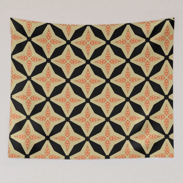 Item preview, Abstract Pattern Geometric Seamless Modern Black Beige Salmon designed and sold by Quoppidou.