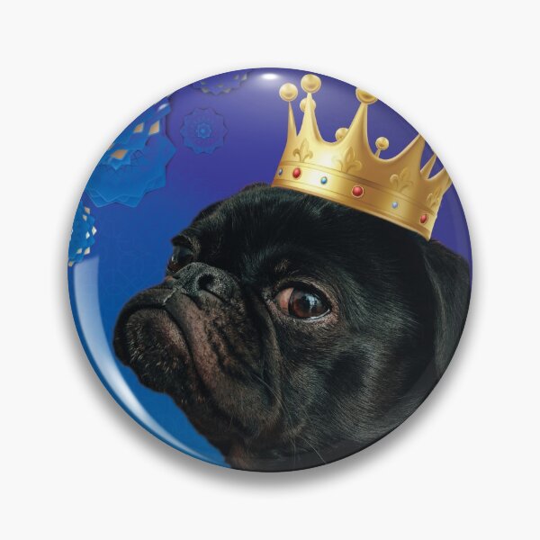 Item preview, King Pug on Royal Blue Background designed and sold by cjgraphic.