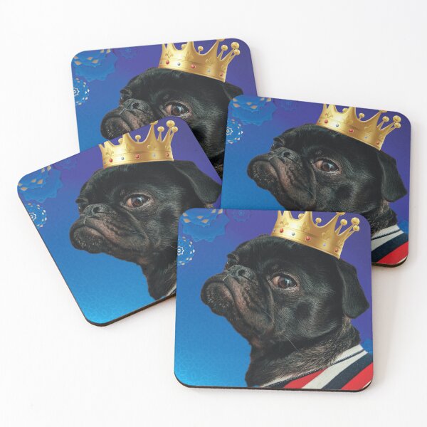 Item preview, King Pug on Royal Blue Background designed and sold by cjgraphic.