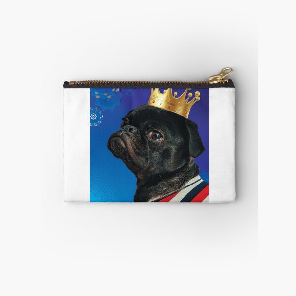 Item preview, King Pug on Royal Blue Background designed and sold by cjgraphic.
