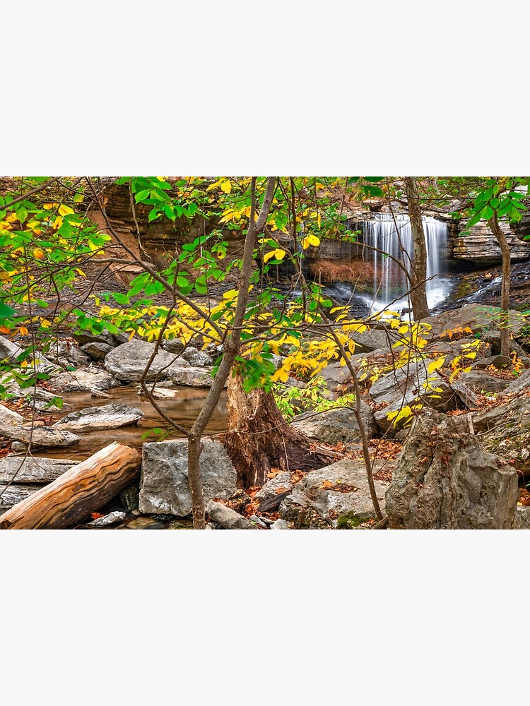 "Autumn At Pinion Creek Falls Below Lake Ann Bella Vista Arkansas" Poster by enjoysshooting