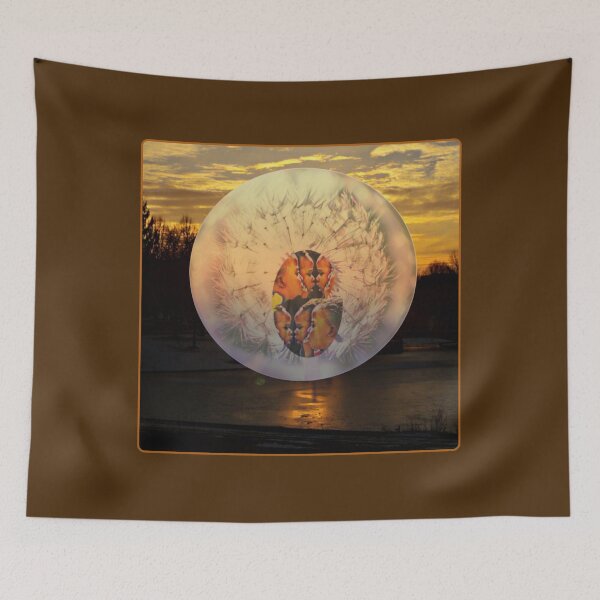 Item preview, Dream pictures: sunset with a girl in a dandelion ball* photo collage designed and sold by kikidu21.
