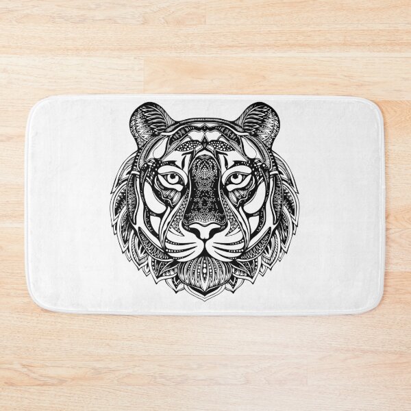 Item preview, Sketch black and white tiger head Zen-tangle designed and sold by deeplaxman.