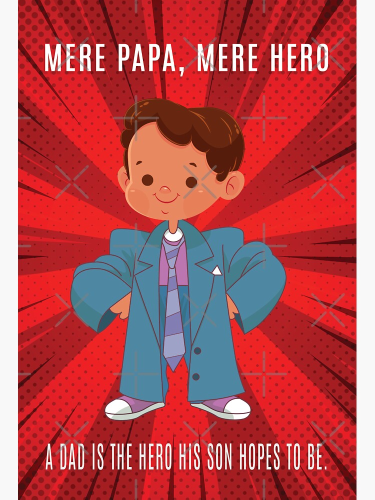 Thumbnail 3 of 3, Sticker, Mere Papa, Mere Hero designed and sold by DesiBoli.