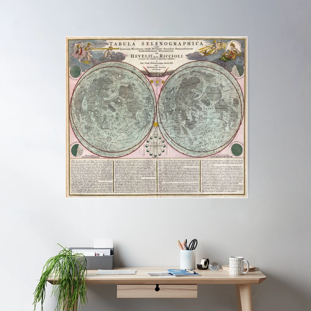 Vintage Map of The Moon (1707)