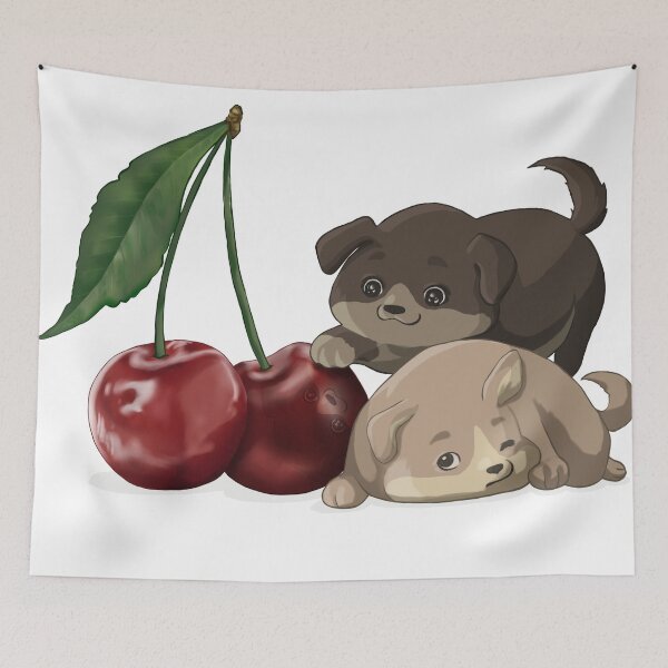 Item preview, Adorable Gemini twin dogs and cherry, Cute zodiac signs designed and sold by Gamical.