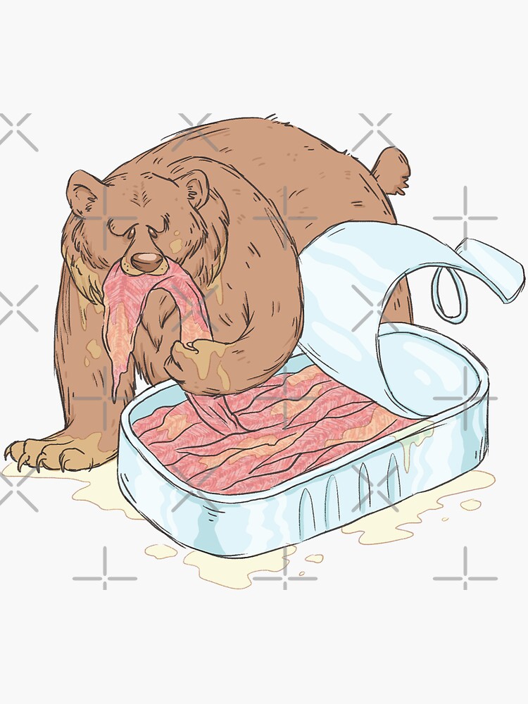 "Fishing Grizzly Bear" Sticker for Sale by caroleedesigns | Redbubble