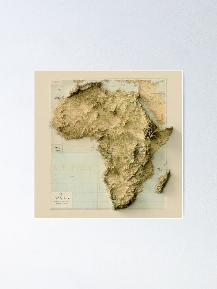 1884 Africa Relief Map 3D digitally-rendered Poster for Sale by  ThinkAboutMaps