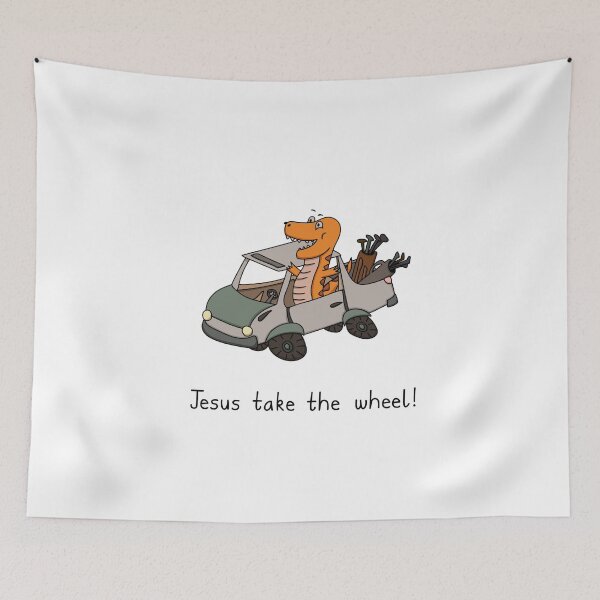 Item preview, Golf Card Dino - Jesus Take The Wheel designed and sold by SeanDontGetFish.