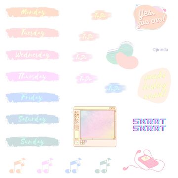 Pastel Aesthetic Bullet Journal Sticker Pack Sticker for Sale by jirinda