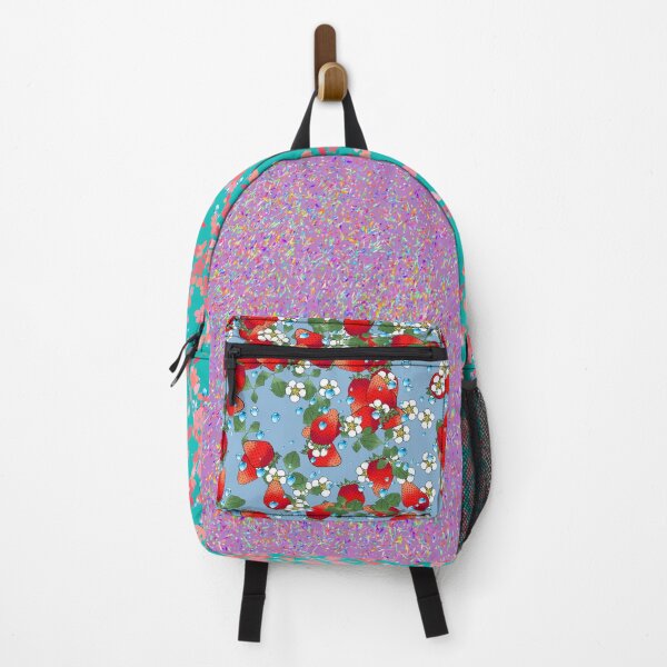 Item preview, floral strawberry backpack designed and sold by emphaba.