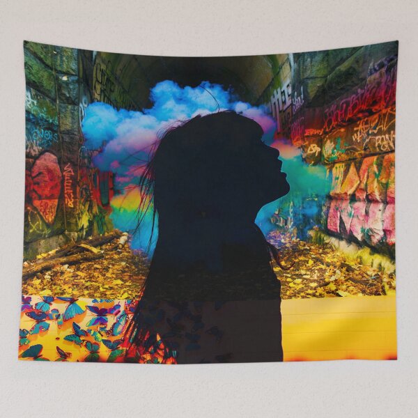 Item preview, Surreal Mixed Media Bright Butterfly Graffiti Art designed and sold by travelnerd.